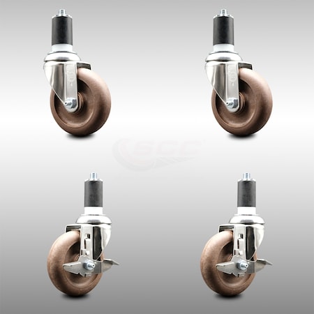 Service Caster 4 Inch 316SS High Temp Glass Filled Nylon 1-5/8 Inch Stem Caster Brake SCC, 2PK SCC-SS316EX20S414-GFNSHT-2-TLB-2-158